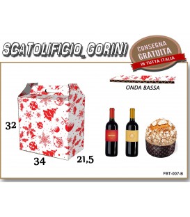 Scatola PANETTONE E BOTTIGLIA ROSSO NATALE 34X21,5X32