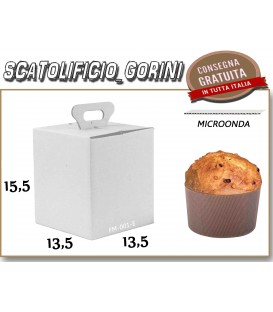 Scatola BIANCA PER PANETTONE  PICCOLO 13,5x13,5x15,5